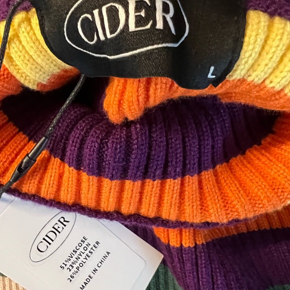 CIDER WOMENS COLORFUL STRIPED CROPPED TURTLENECK NWT - Picture 3 of 9